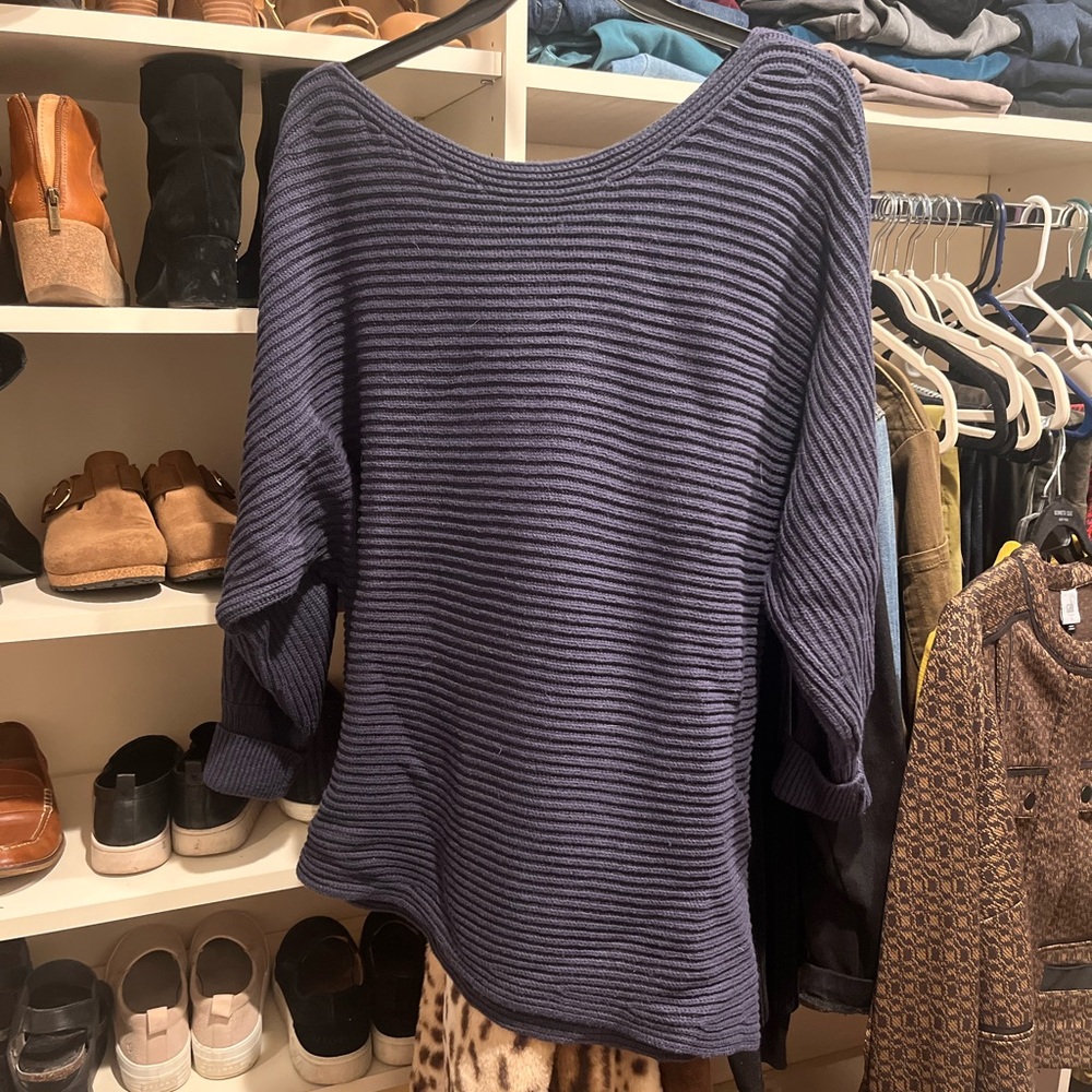 CAbi Women's Ribbed Navy Sweater
